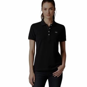 VINTAGE LE TIGRE Women’s Black Short Sleeve Polo Shirt Large